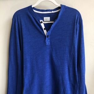 Rag and Bone Men's Blue Henley Long Sleeve Shirt S